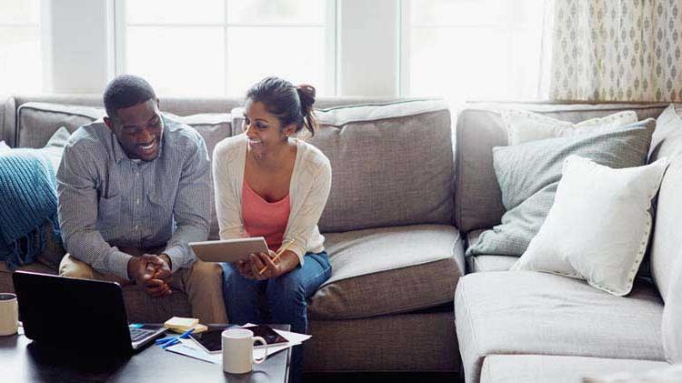 Couple getting ready for tax filing season.